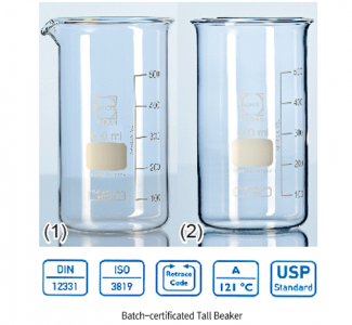 DURAN® Premium Batch-certificated Tall Beaker 유리비커