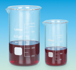 SciLab® 50~1,000㎖ Classic Glass Tall Beaker, with Spout & GraduationMade of Boro-glass 3.3, Useful for Heating & General-purpose, 유리 톨 비커