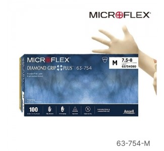 MICROFLEX 일회용 라텍스 장갑. DIAMOND GRIP PLUS(대표상품코드 63-754-M)