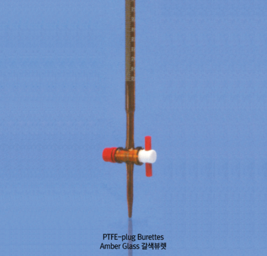 “witeg” PTFE-plug Burette, Class B, with Fine Graduation, 테프론콕 뷰렛